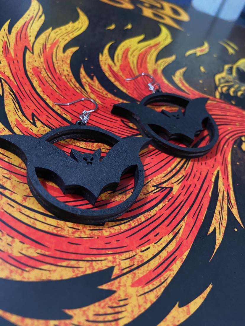 Skull and Bat Halloween Themed Earrings