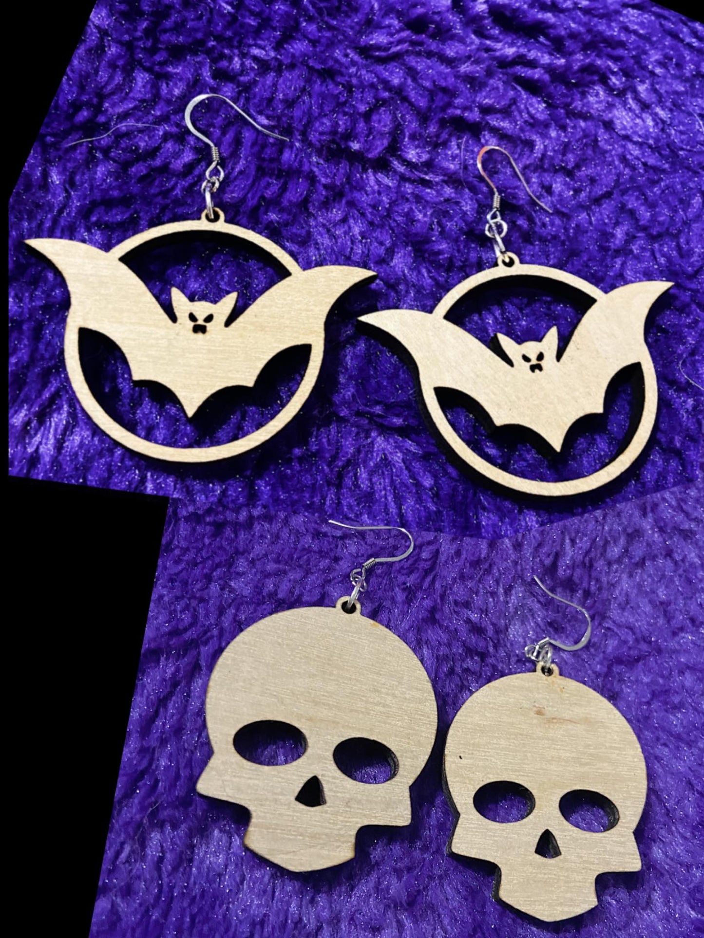 Skull and Bat Halloween Themed Earrings