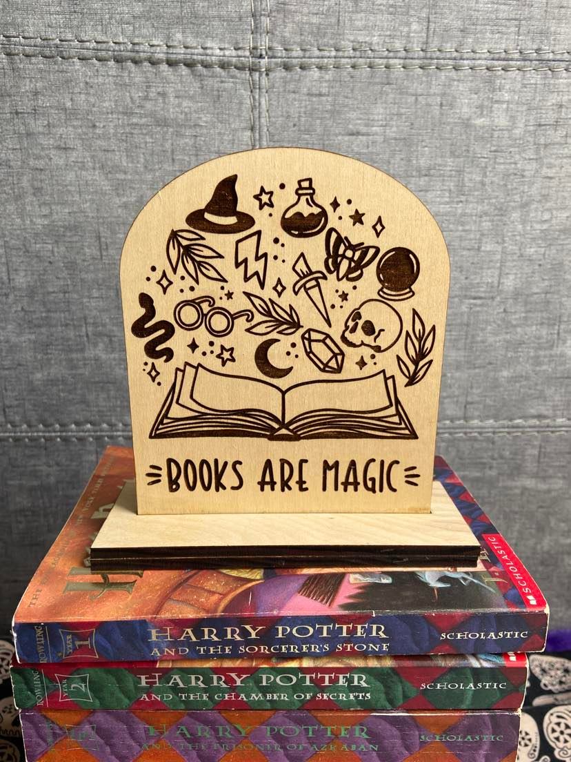 Books are Magic Bookshelf Sign, Library Sign, Plaque