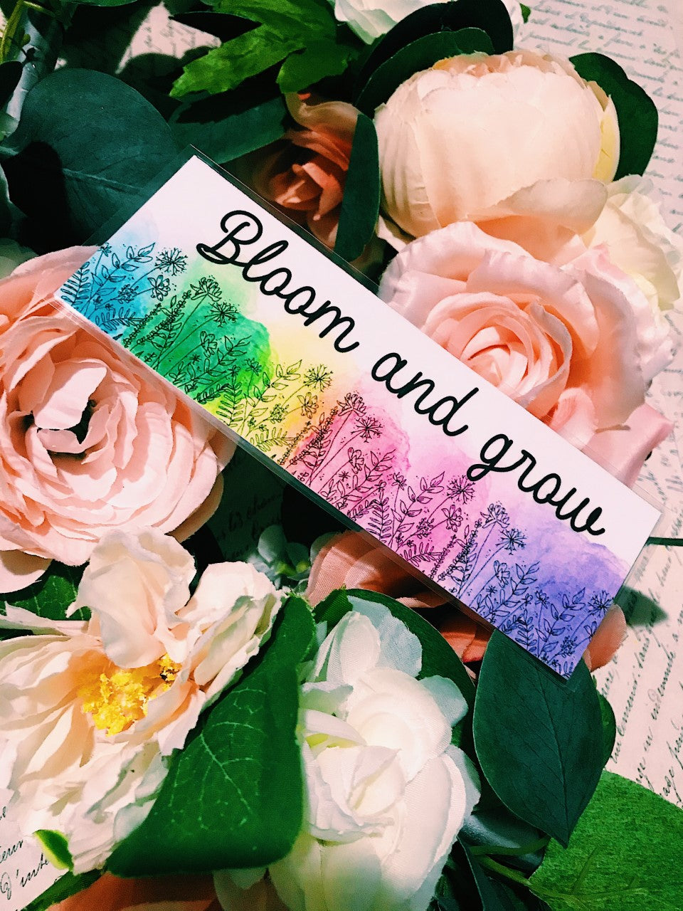 Bloom and Grow Bookmark - Floral Watercolor