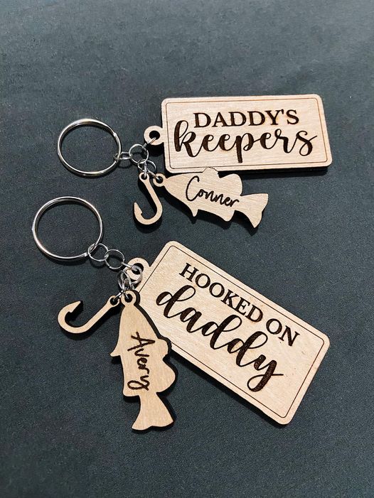 Daddy's Keepers, Hooked on Daddy Fishing Themed Custom Keychain