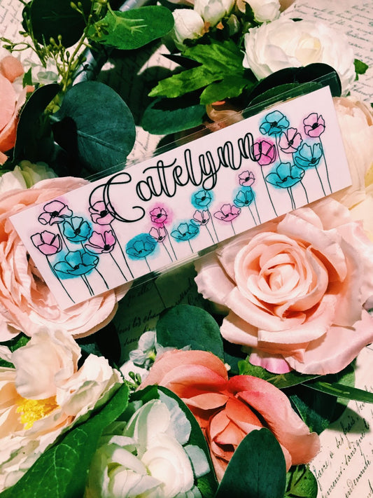 Floral Watercolor Bookmark with Name Personalization