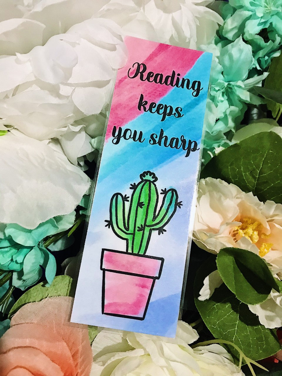 Reading keeps you sharp - Cactus themed bookmark