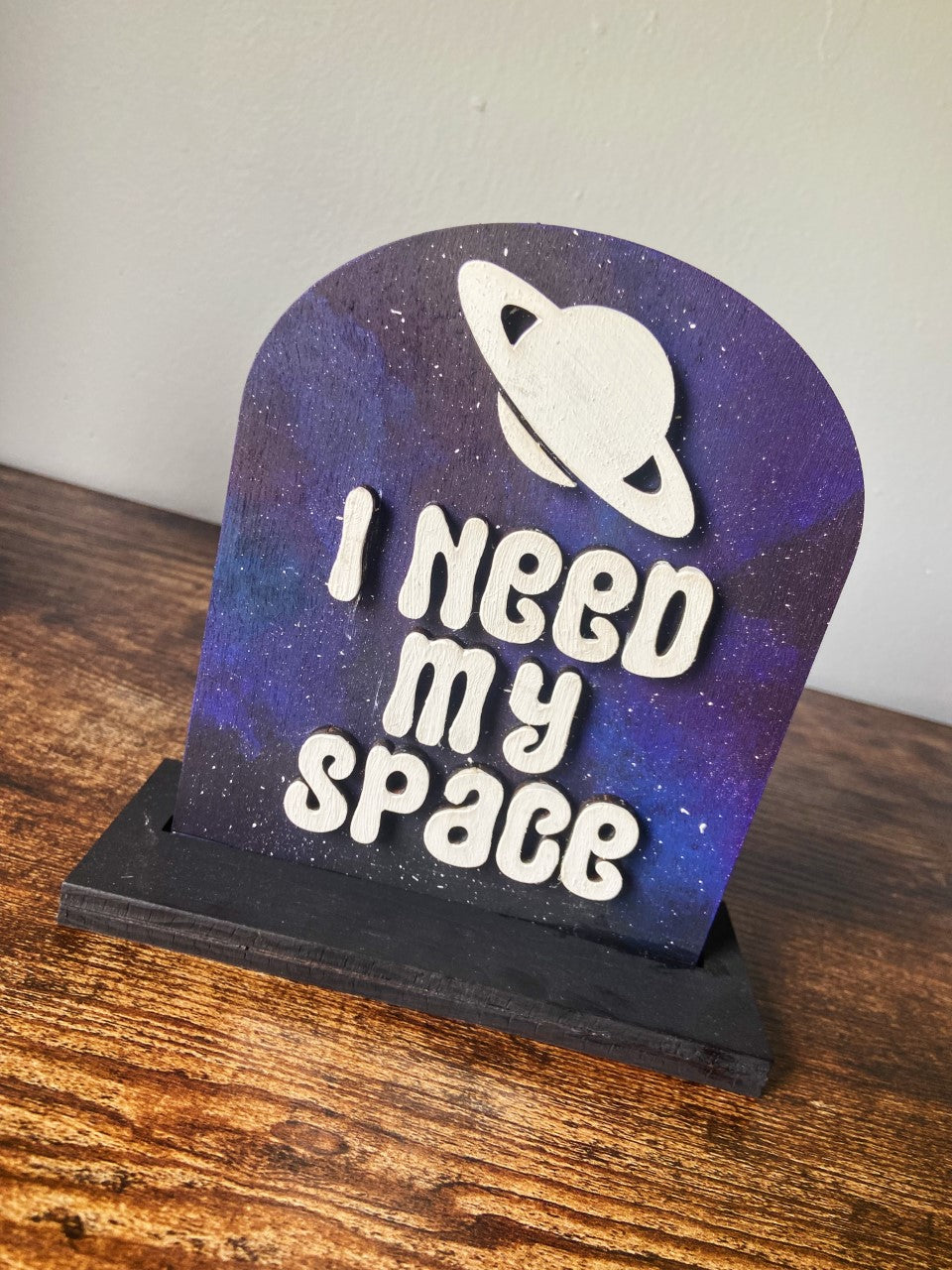 Galaxy Themed I Need My Space Shelf Sitter, Bookshelf Sign, Shelfie, Library Sign